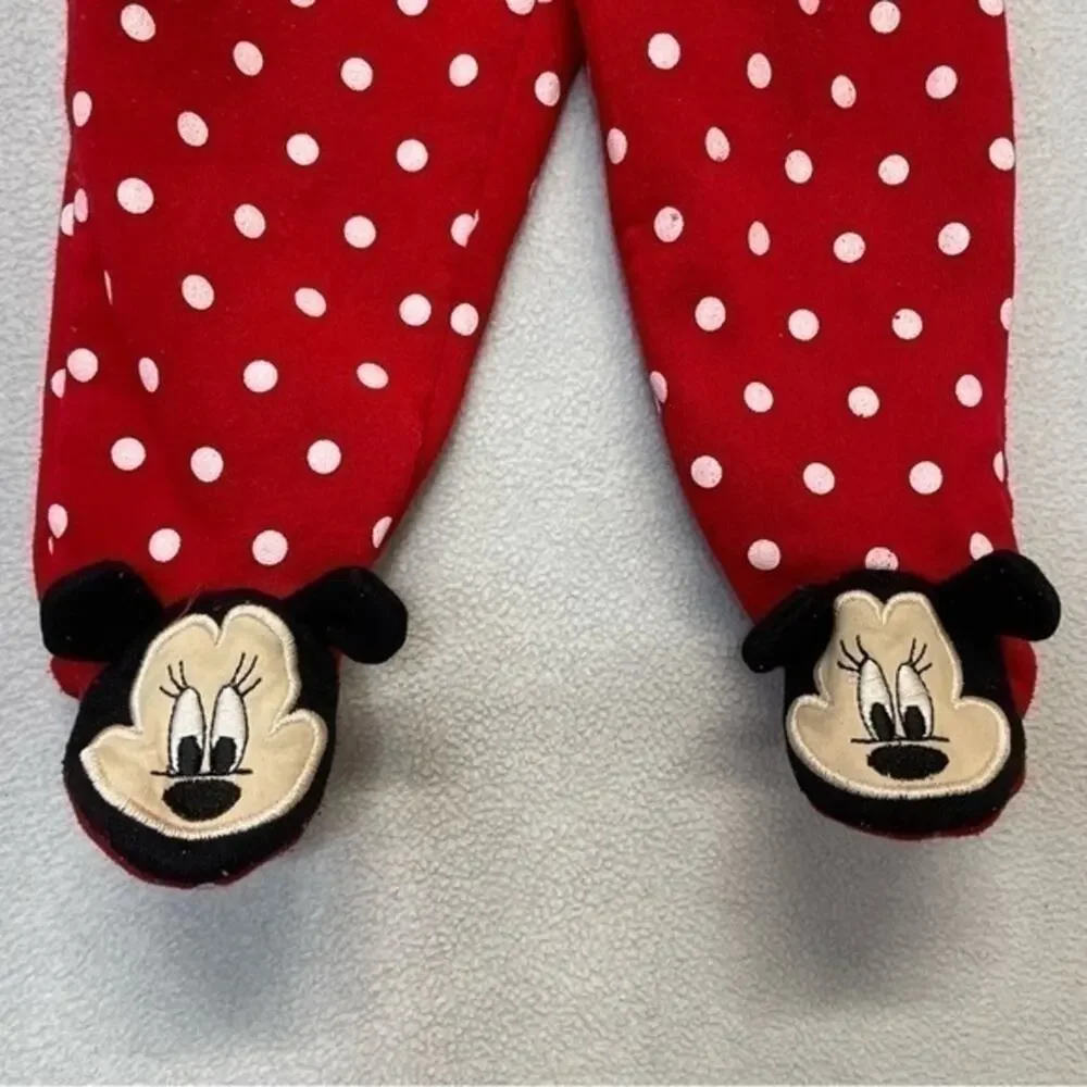 Disney Minnie Mouse Red Polka Dot Footies Pants Size 6-9 Months
